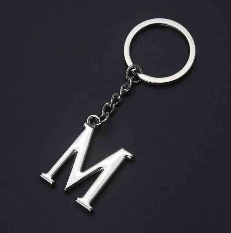 Silver Initial Letter Keychain