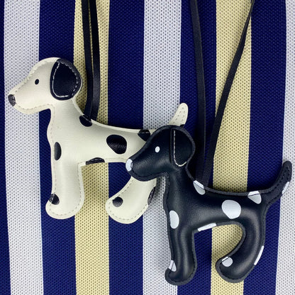 Spotted Dalmatian Leather Keychain