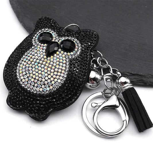 Gothic Owl Keychain — Rhinestone Animal Key Ring & Bag Charm