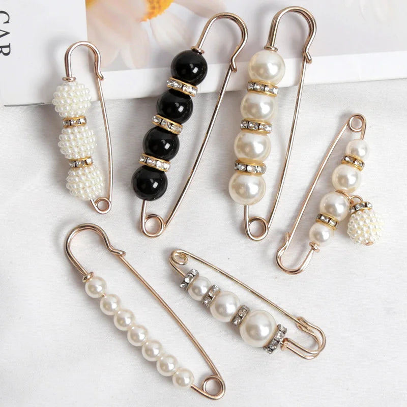 6-Piece Pearl Brooch & Waist Cinching Pin Set