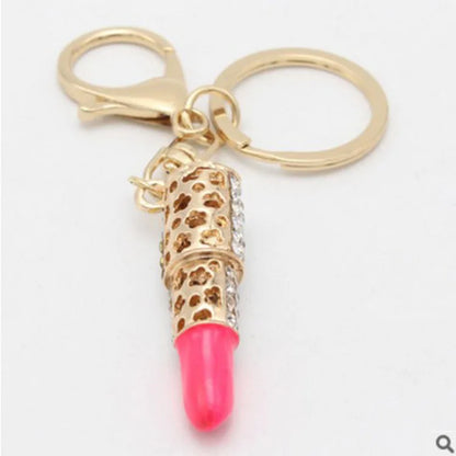 Lipstick Rhinestone Crystal Keychain