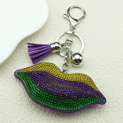 Purple Lips Rhinestone Keychain Charms