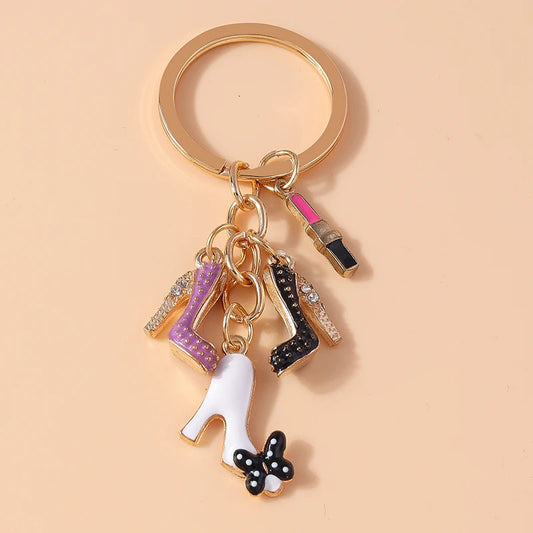 Mini High Heel & Lipstick Charm Keychain