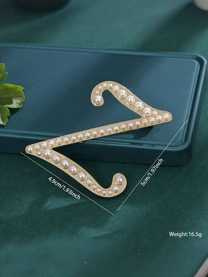 Pearl Letter Initial Brooch Pin