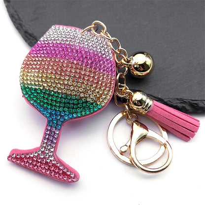 Rainbow Cup Keychain with Tassel – Gold