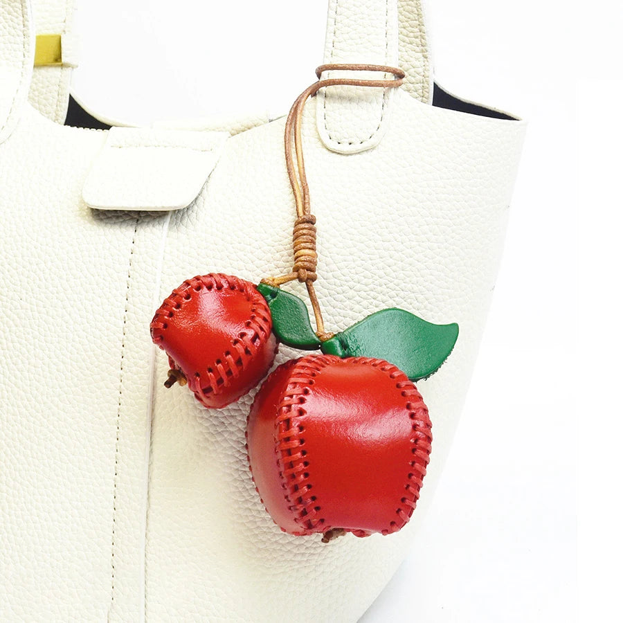 Leather Hand-sewn Fruit Bag Charm