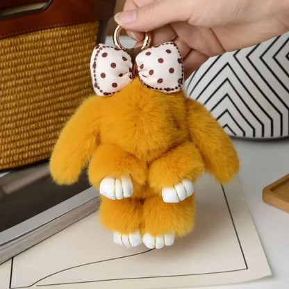 Fluffy Bunny Bag Charm Keychain