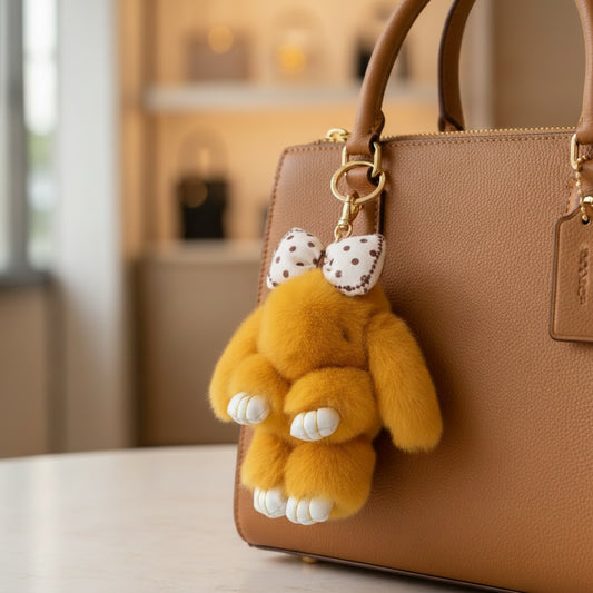 Fluffy Bunny Bag Charm Keychain