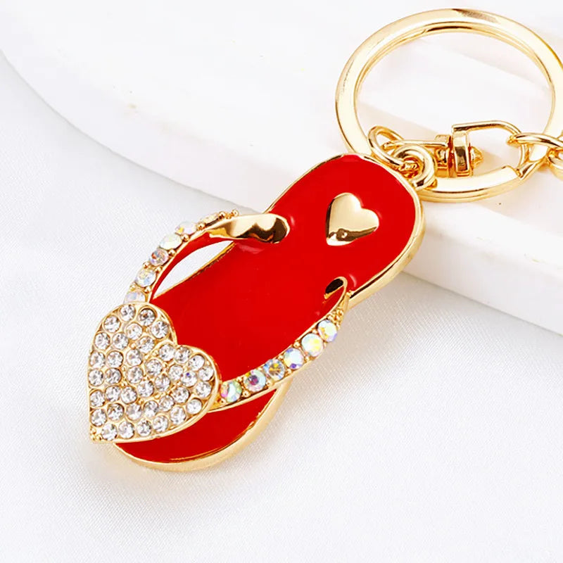 Crystal Slipper Keychain — Rhinestone Enamel Bag Charm