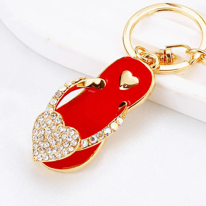 Crystal Slipper Keychain — Rhinestone Enamel Bag Charm