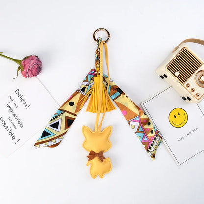 Leather Tassel Fox Bag Charm