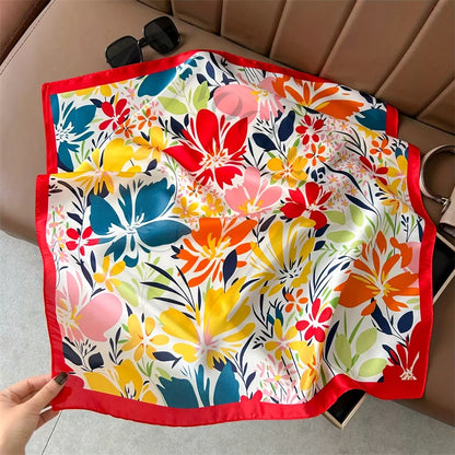 Floral Square Silk-Feel Scarf