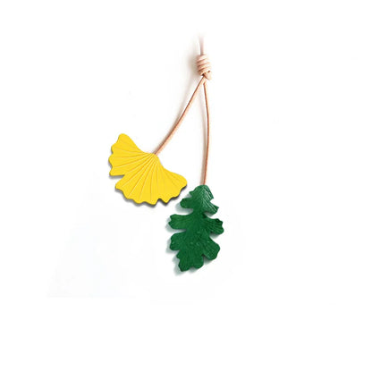 Rustic Leather Maple Leaf Bag Charm
