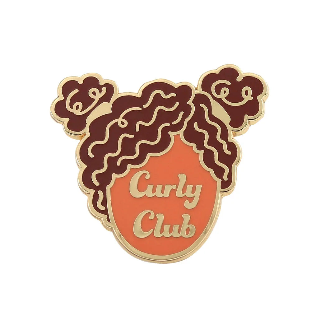 Curly Club Brooch Head Design Badge Nature Roll Enthusiast Metal Pin African Trendy Accessories Cultural Peripheral Lapel Pin