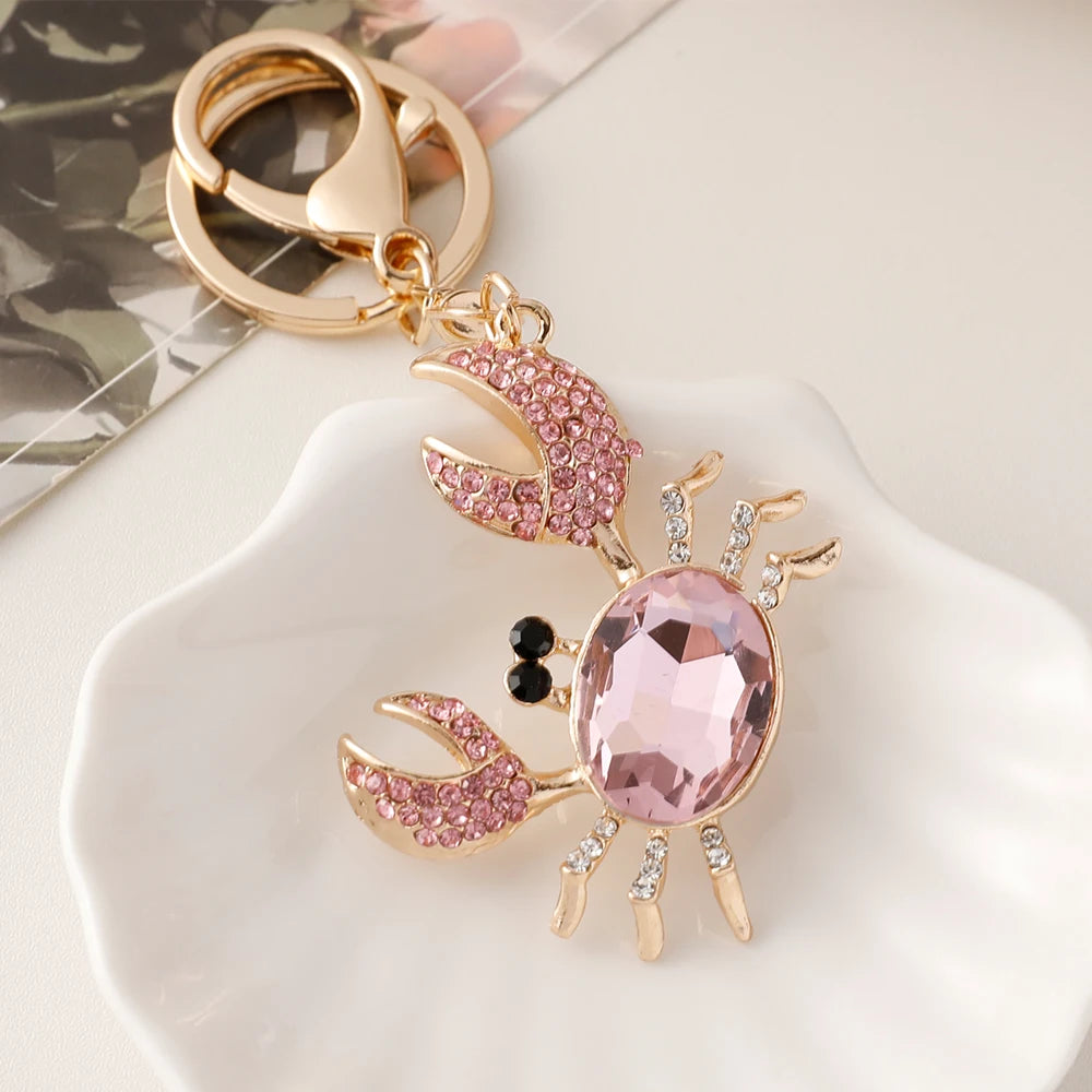 Large Sparkling Crystal Crab Keychain