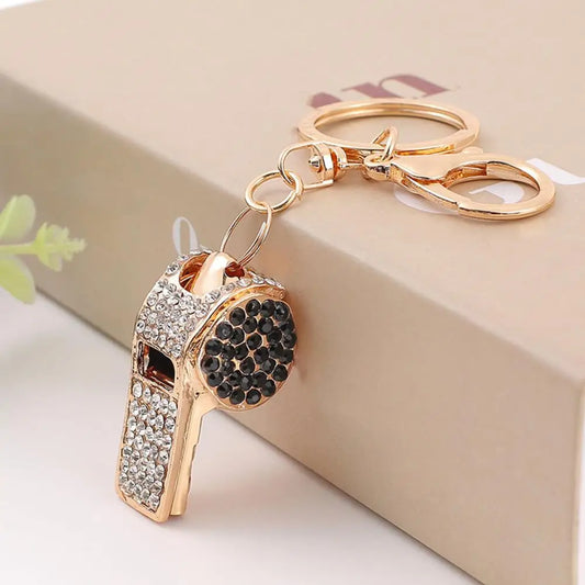 3D Rhinestone Whistle Keychain
