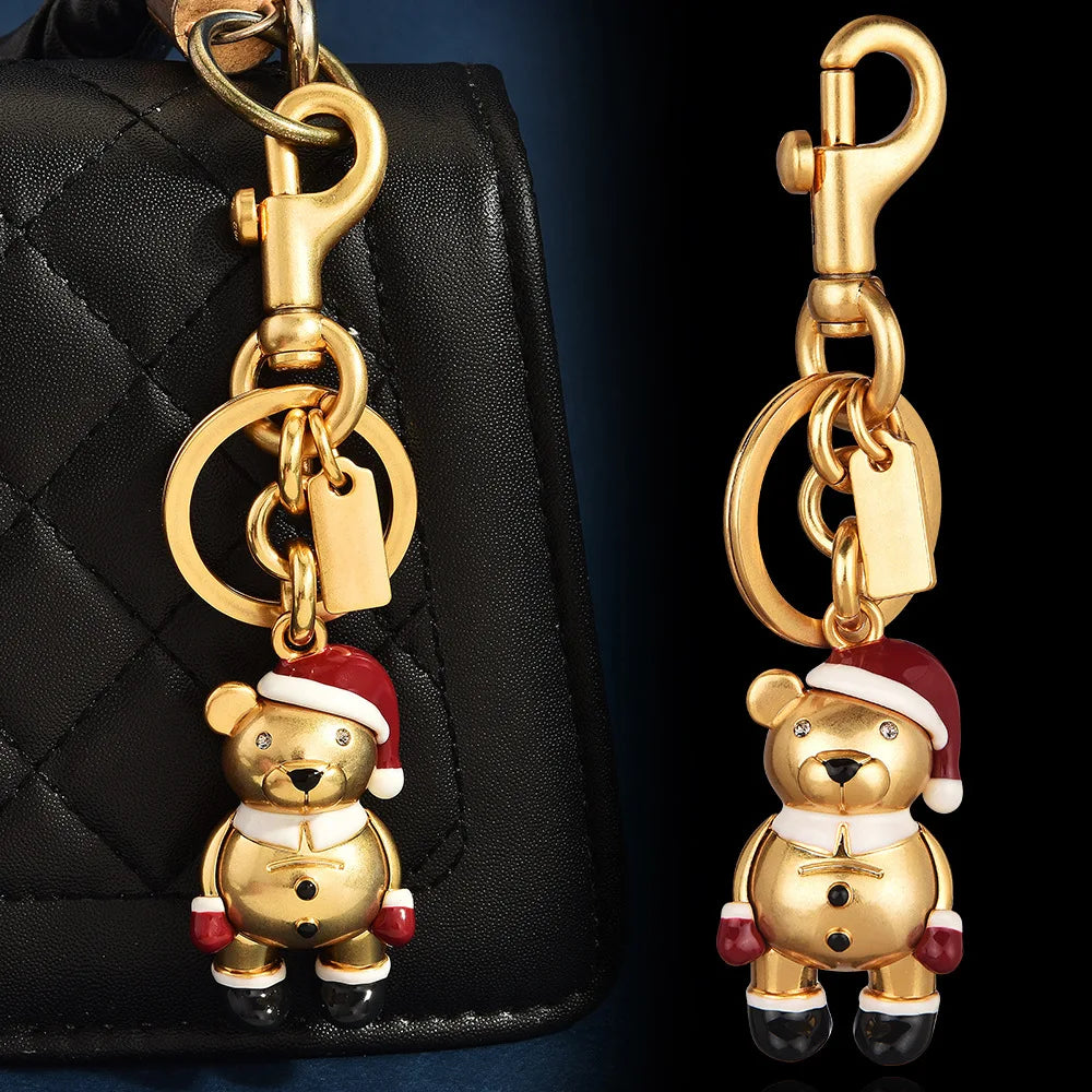 3D Metal Teddy Bear Bag Charm Keychain