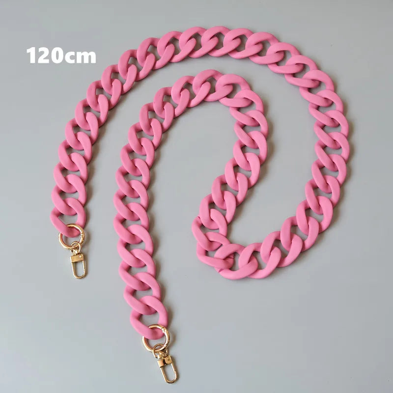 Candy Pink Resin Chain Frosted Purse Chain