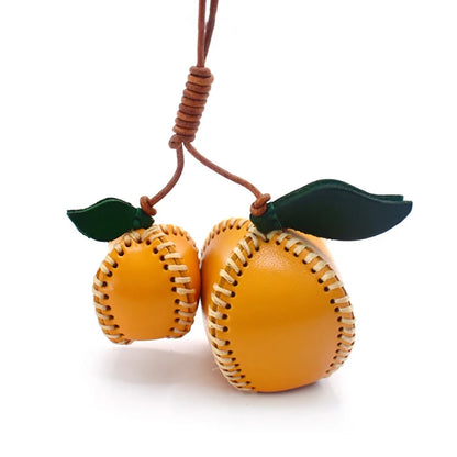 Leather Hand-sewn Fruit Bag Charm
