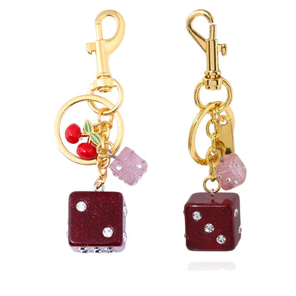 Y2K Lucky Dice Crystal Keychain