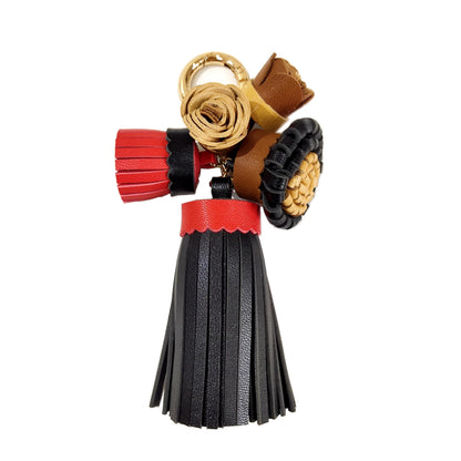 Luxury Handmade Leather Tassel Bag Charm Keychain