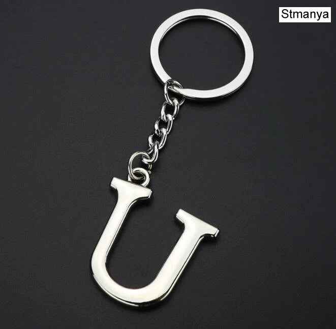 Silver Initial Letter Keychain