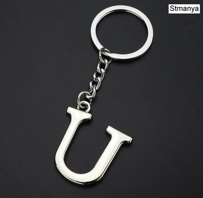 Silver Initial Letter Keychain