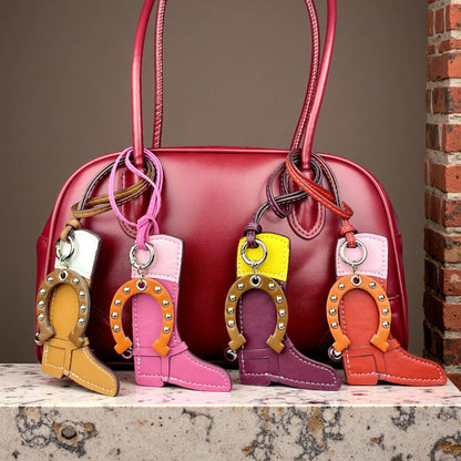 Leather Boot & Horseshoe Bag Charm