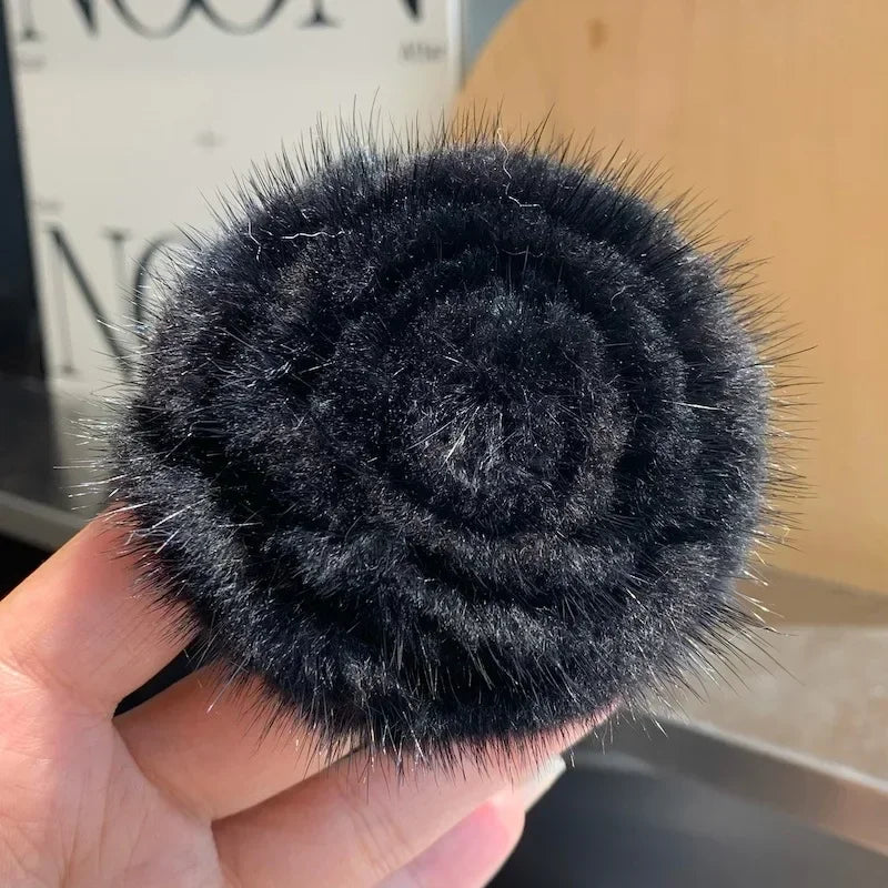 Mink Fur Flower Brooch