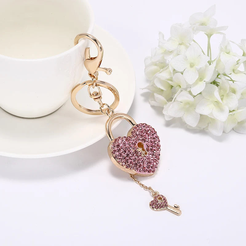 Crystal Love Lock Keychain