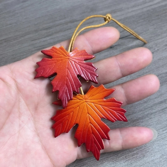 Genuine Leather Maple Leaf Bag Charm