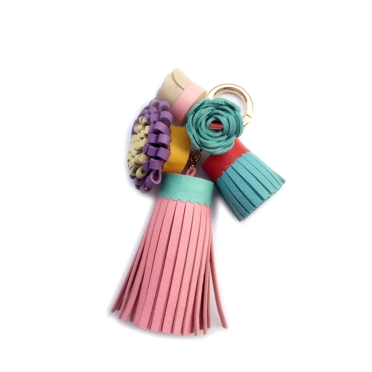 Luxury Handmade Leather Tassel Bag Charm Keychain