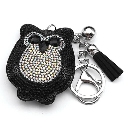Gothic Owl Keychain — Rhinestone Animal Key Ring & Bag Charm