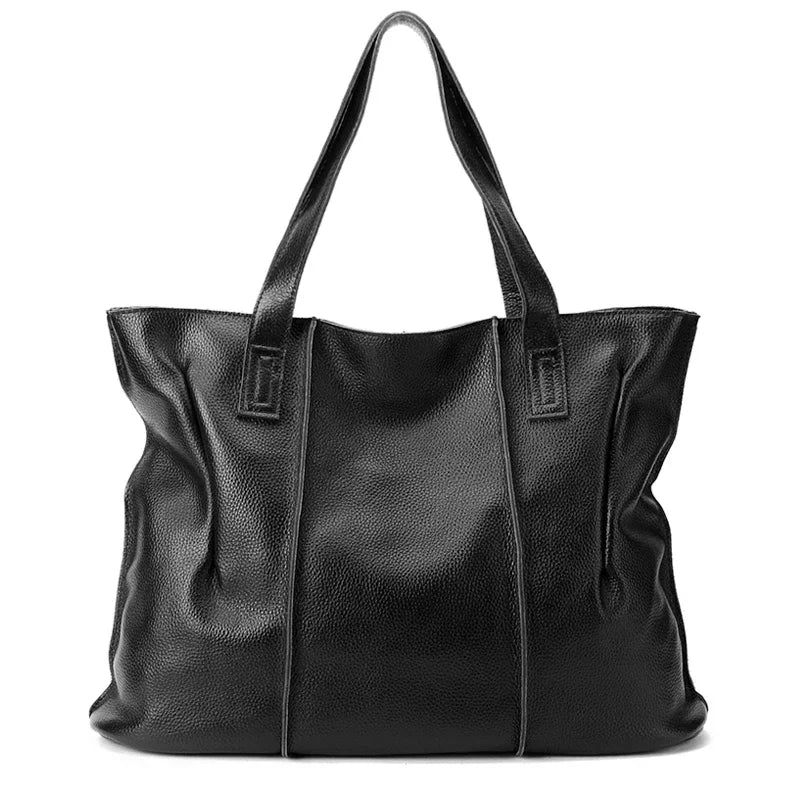 Ruched Leather Tote Bag