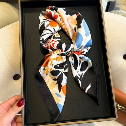 Floral Square Silk-Feel Scarf