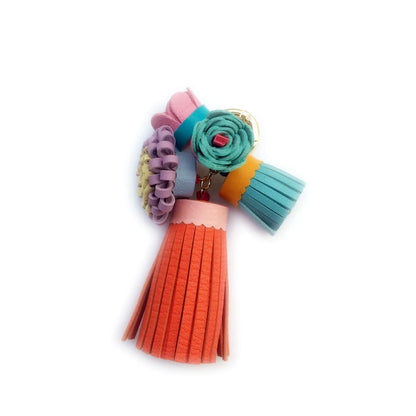 Luxury Handmade Leather Tassel Bag Charm Keychain