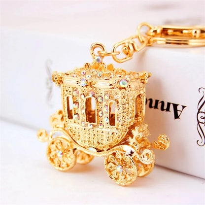 Rhinestone Pumpkin Carriage Keychain