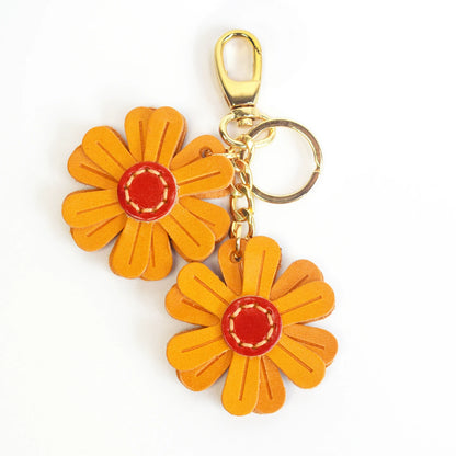 Daisy Leather Bag Charm Keychain