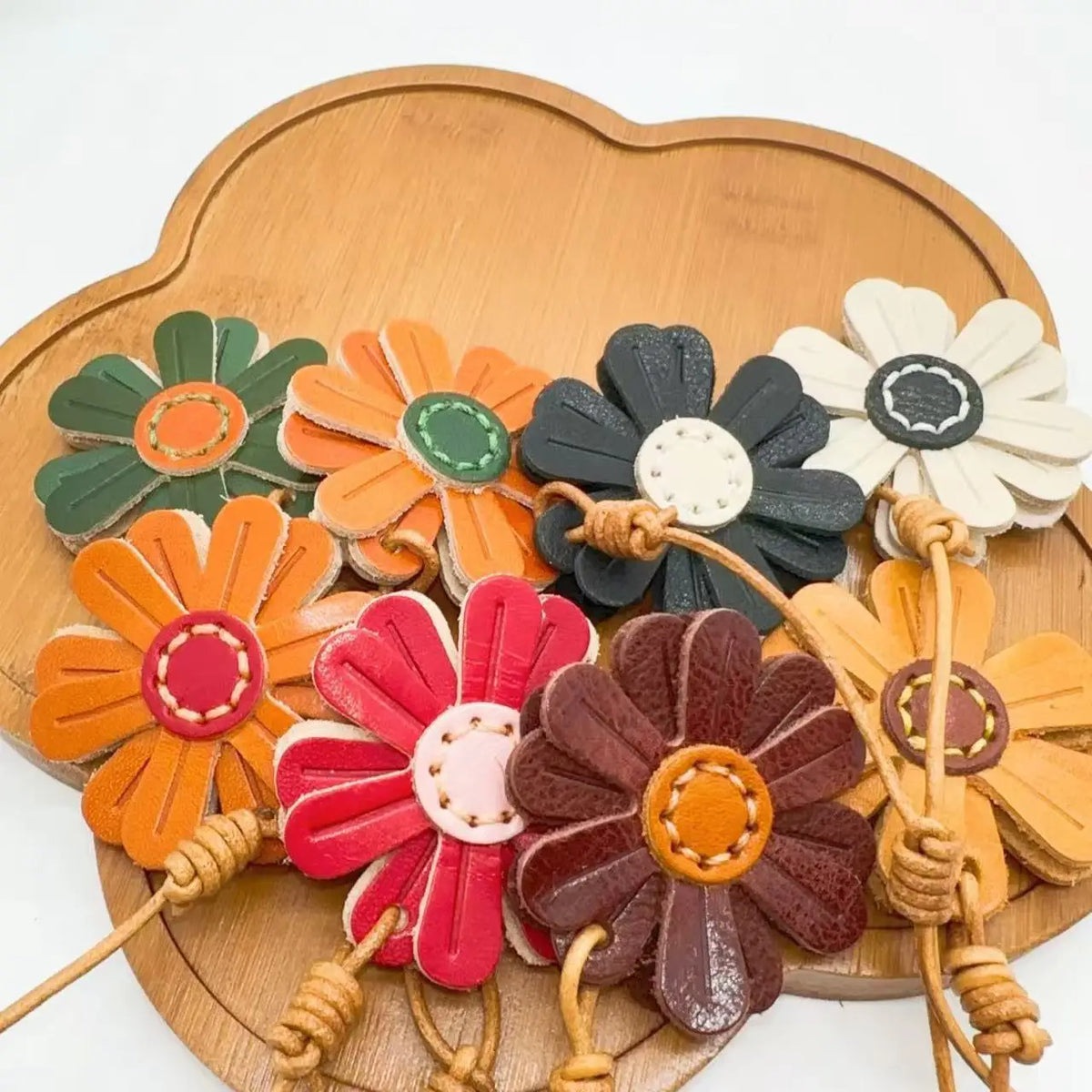 Handmade Leather Daisy Bag Charm