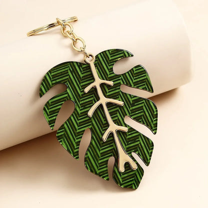 Elegant Tropical Palm Green Leaf Key Chain