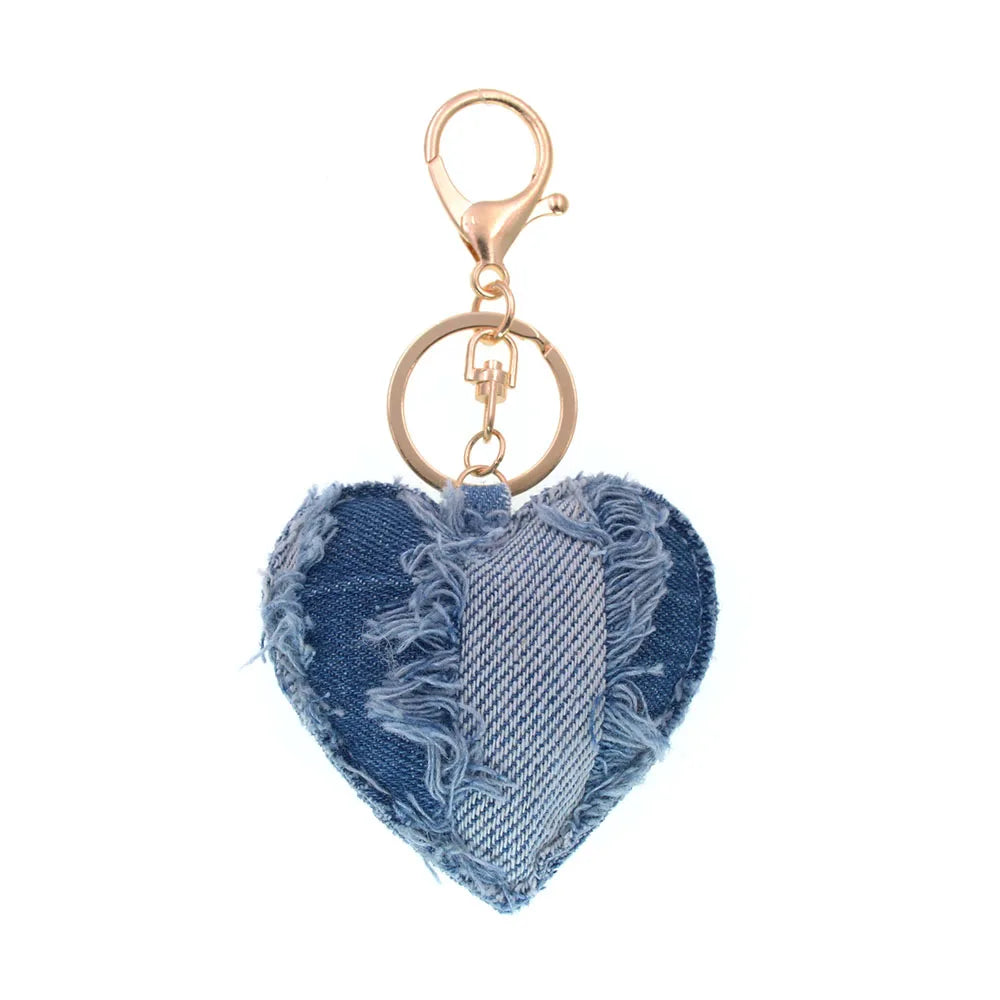 Denim Heart Keychain