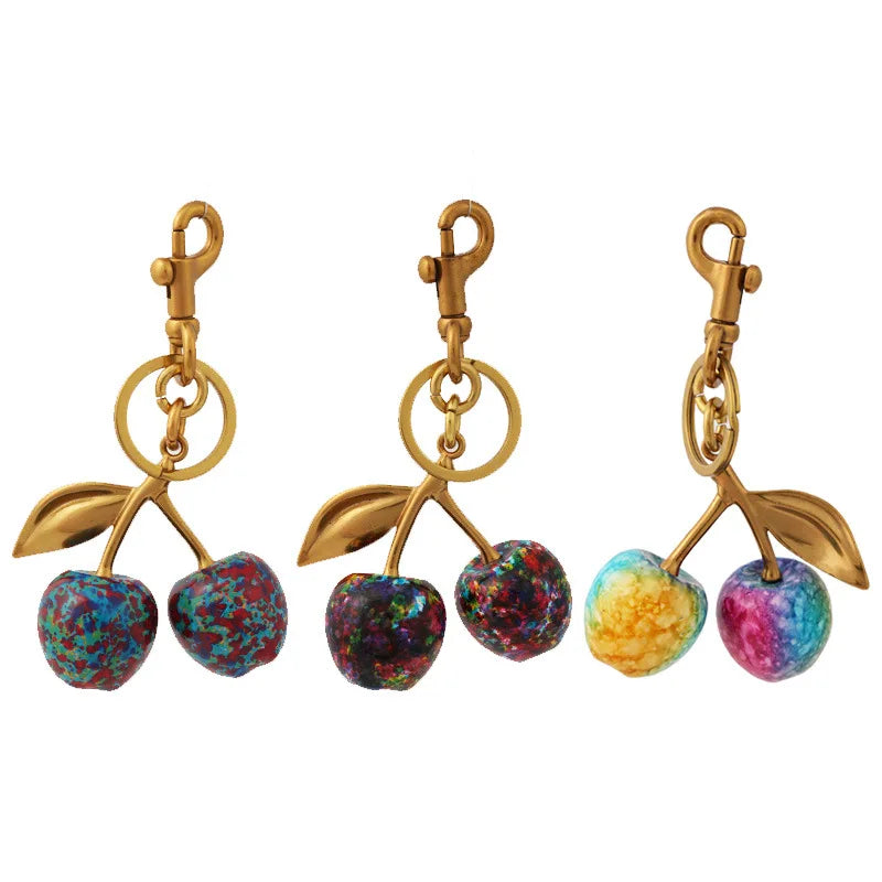 Colorful Cherry Fruit Keychain