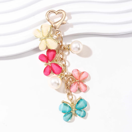 Butterfly Pearl Charm Keychain