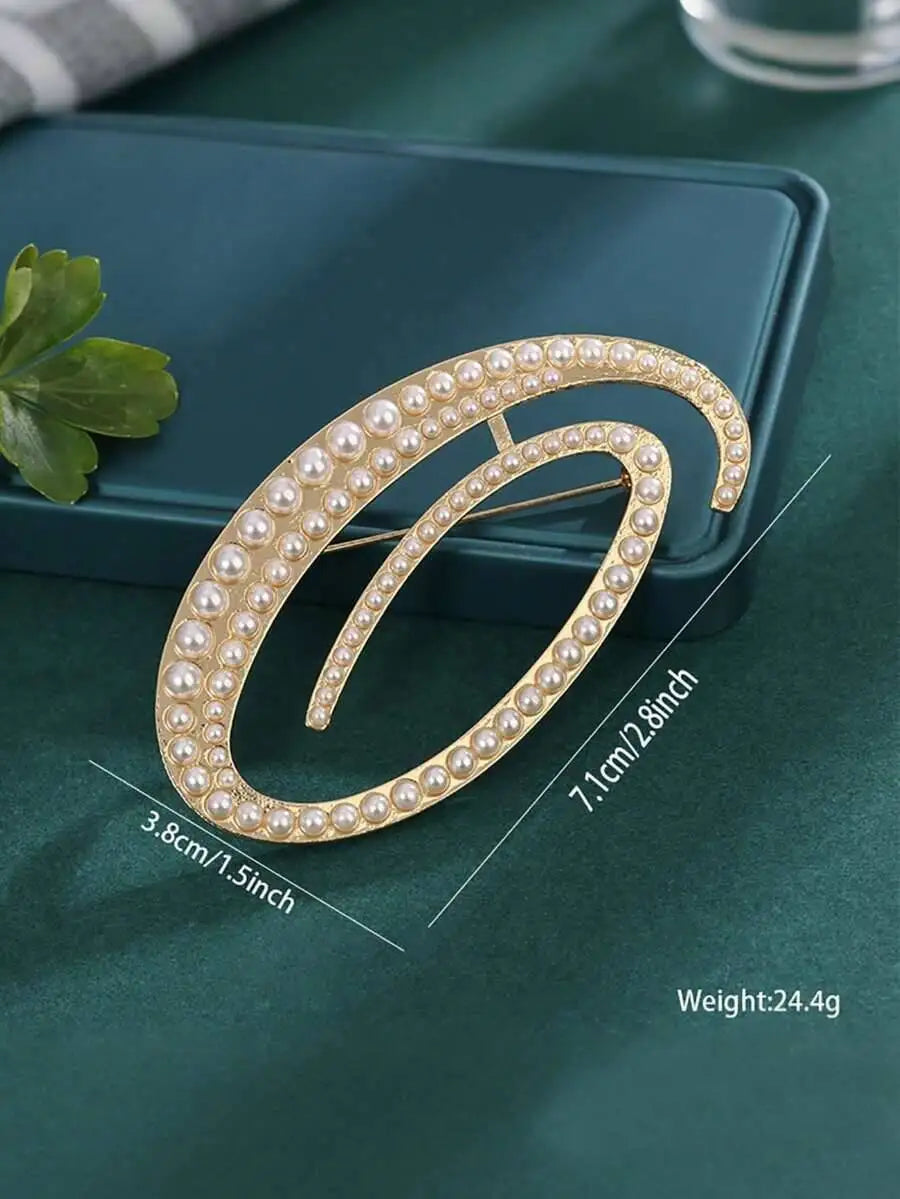 Pearl Letter Initial Brooch Pin