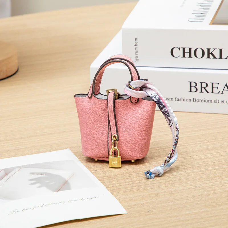 Mini Leather Hand Bag Charm