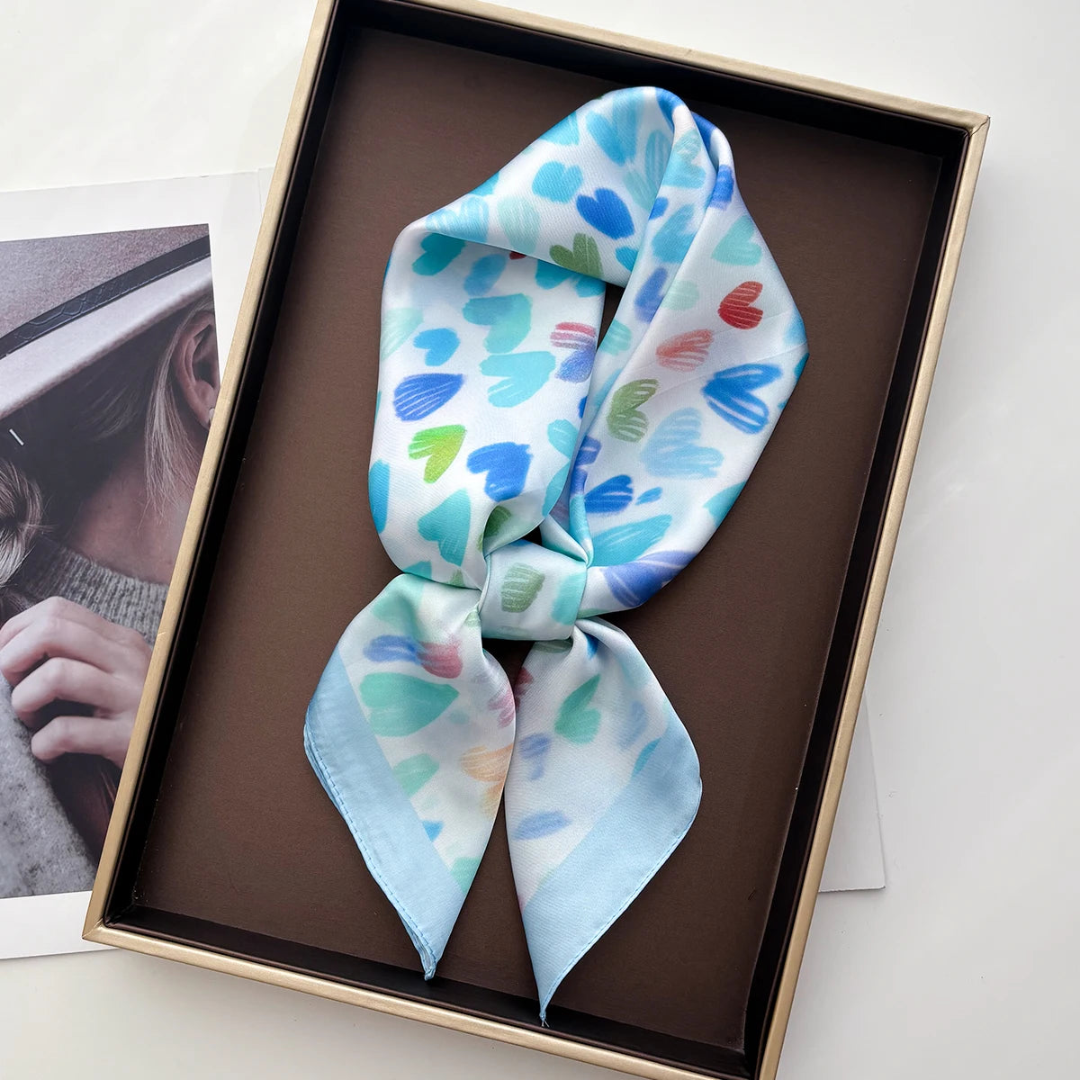 Silk-Touch Square Scarf — Women's Elegant Hijab & Neckerchief