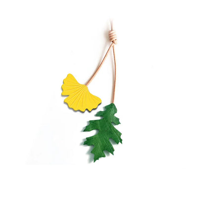 Rustic Leather Maple Leaf Bag Charm