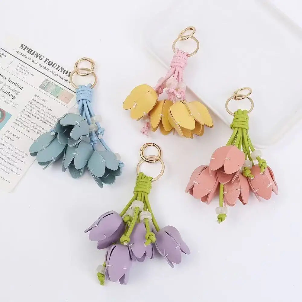 Leather Flower Hanger Keychain