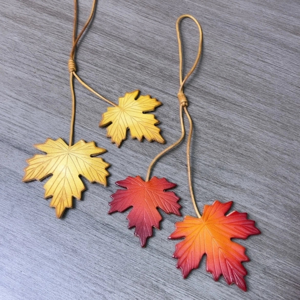 Genuine Leather Maple Leaf Bag Charm