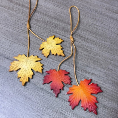 Genuine Leather Maple Leaf Bag Charm